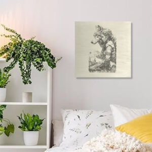 Gravírozott kép (farkas és lány)